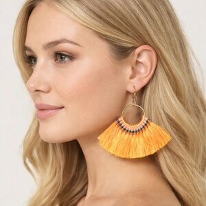 BOGO TASSEL HANDMADE EARRINGS | MANGO YELLOW FRINGE
